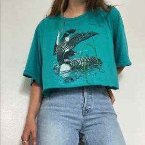 Vintage Maine crop top tee w/ loons